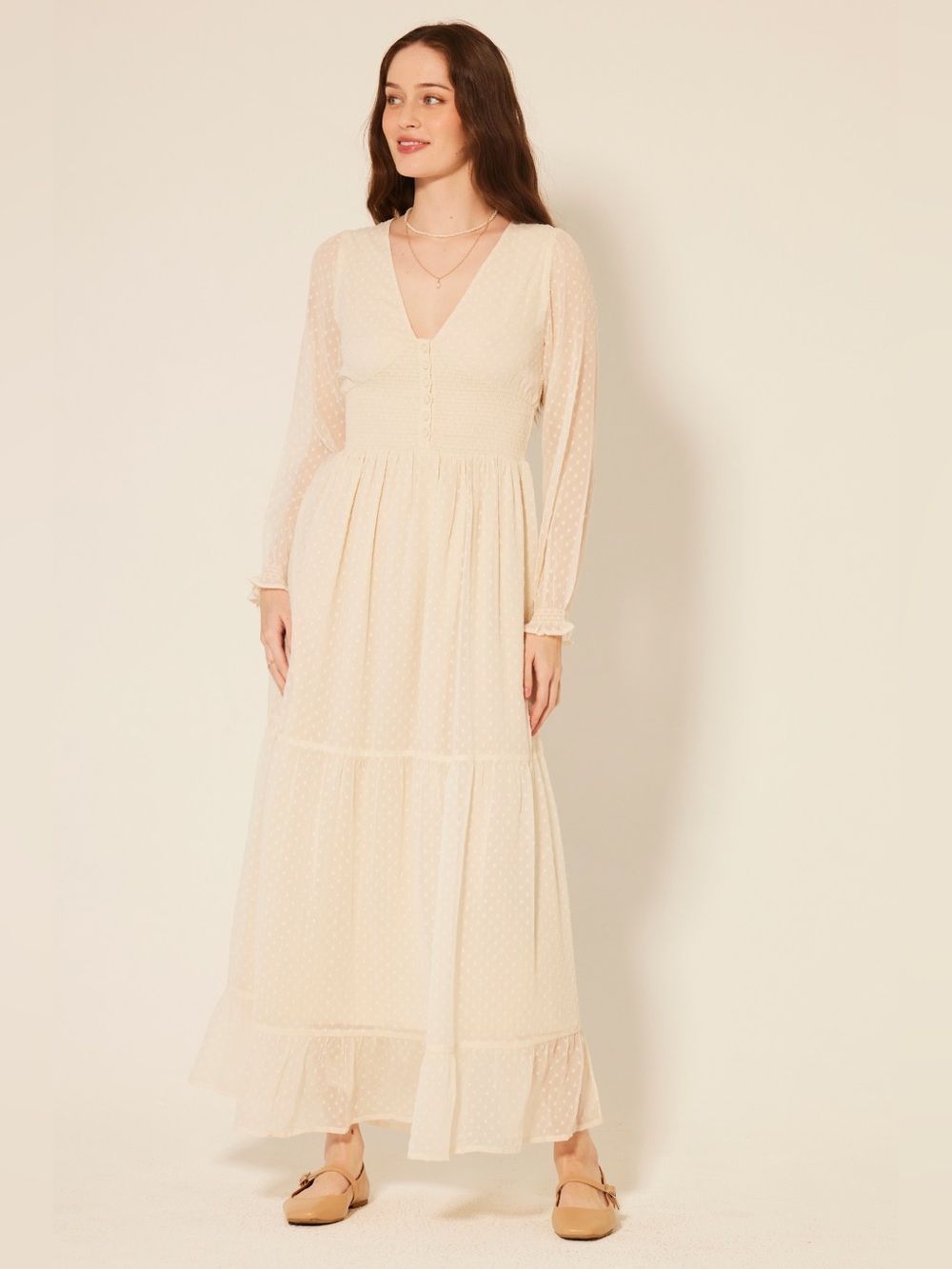Full Length Cream Ivory Dress